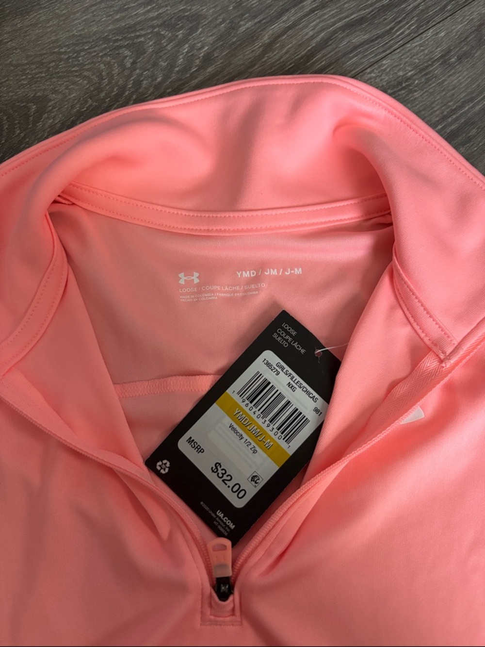 Under Armour Neon Coral velocity  Half-Zip youth medium - Picture 2 of 2